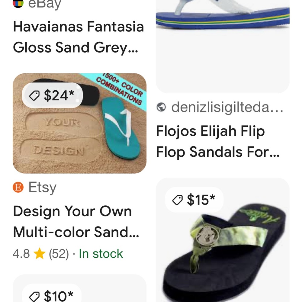 White Flip Flops with Gold Straps - Picture 5 of 7